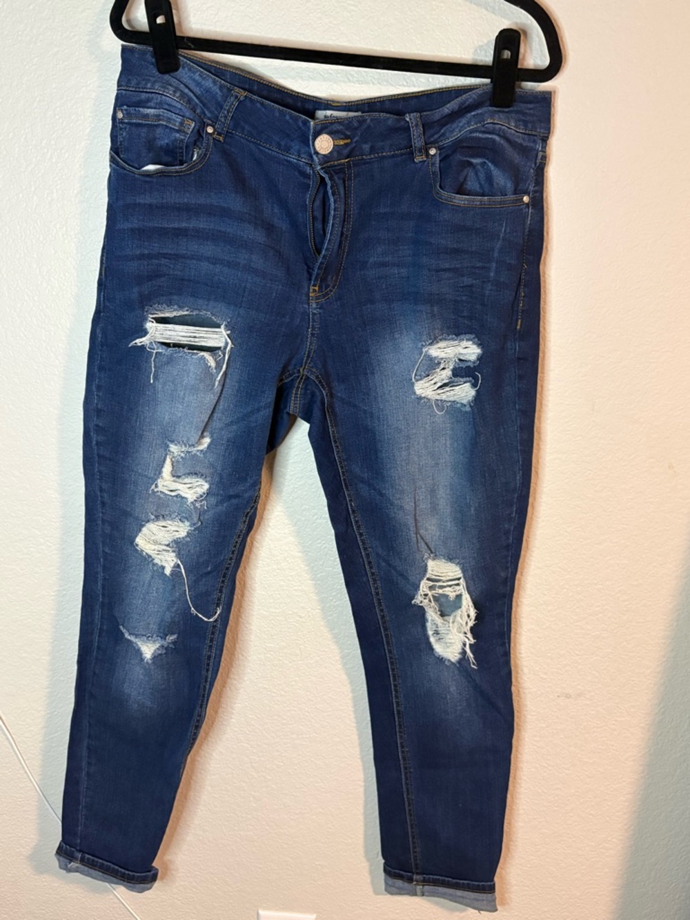 refuge Ripped Dark Blue Skinny Jeans